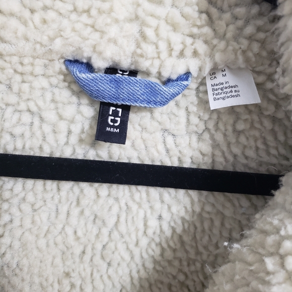 H&M Denim Sherpa Lined Jacket Coat - Picture 7 of 8
